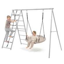 Aire de jeux extérieure - HYPERMOTION - XL 3-en-1 - Nid-de-cigogne 100 cm - Échelle antidérapante - Filet d'escalade