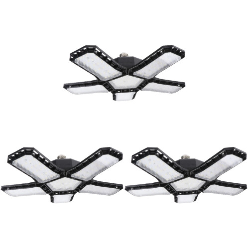 3Pcs Durable LED Garage Light 5 Panel Foldable Black Ceiling Lamp 1