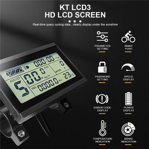 Electric Bicycle Display KT LCD3 for KT Intelligent Controller 24V 36V 48V Ebike Panel Waterproof