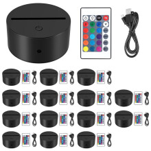 15 Sets 3D Night LED Light Lamp Base 16 Colors LED Light Display Base with Remote Control USB Light Base for Acrylic