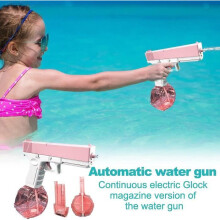 Elektrische Wasserpistole für den Pool im Sommer, Pink, Hohe Kapazität, Dauerstrahl, Leichtes Outdoor-Spielzeug