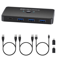 SA06 Rozdzielacz USB 3.0 do 2 Komputerów, Współdzielony Adapter do Drukarki, 2 Wejścia 4 Wyjścia, Współdzielony Przełącznik HUB