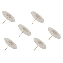 6PCS Paper Parasol 60Cm Beach Umbrella White DIY Umbrella Photography Props for Baby Shower Party Wedding
