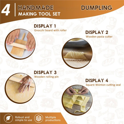 9 Pcs Pasta Making Tools Efficient Pasta Making Kit with Ravioli Stamp Cutters Rolling Pins Gnocchi Boards Dough Cutter 1
