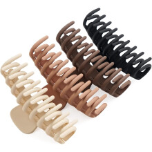 4 Pcs Hair Claw Clips Hair Clips for Women and Girls Thick Hair - Natural Colors Lightweight Non-slip with Comb Teeth Strong Hold Large Size 4.3 Inch