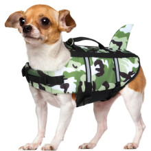 (Green,2XL)Chaleco salvavidas para perros seguridad para mascotas natación camuflaje tiburón flotador flotabilidad ajustable