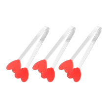 3Pcs Practical Cooking Utensil Tongs Silicone Food Clip-Re d 2
