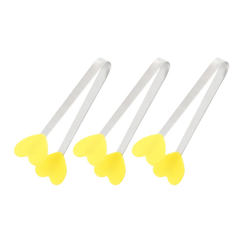 Pinces alimentaires polyvalentes en Silicone, 3 pièces,-Jaune 2