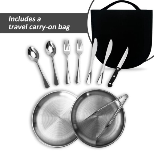 Outdoor Camping Set Flatware Organizer, Portable Flatware Organizer for Camping, Picnics Includes Various Tableware 2