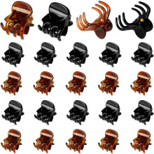 Small Hair Clips, Mini Claw Hair Clips for Women with Storage Case, Non-slip Hair Accessories for Women and Girls Black and Brown(24PCS)