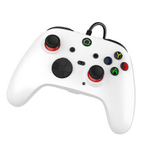 Shock Resistant Ergonomic Cabled Gamepad With Double-White