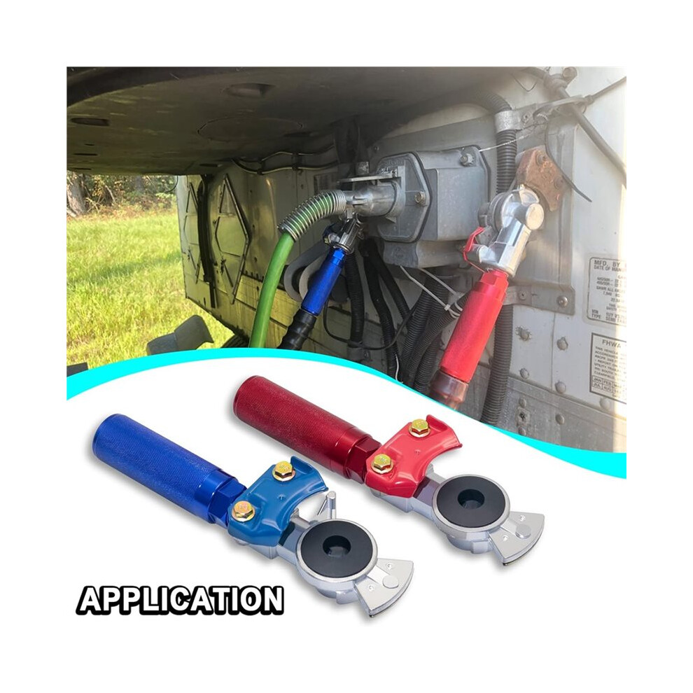 Glad Hands Set, Emergency Glad Hand, Anodized Aluminum Extension Handles Grips And Seals For Semi Truck Trailer Tractor 6033633464523