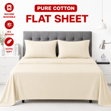 (King, Cream) 100% Egyptian Cotton Flat Sheet - Soft Hotel Quality Luxury Bed Sheet UK