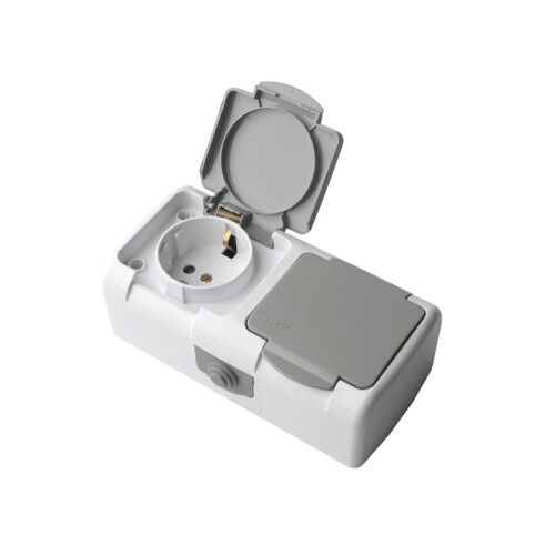 Flipping Top Waterproof Electrical Socket-double socket