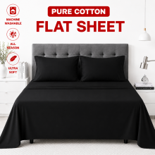 (King, Black) 100% Egyptian Cotton Flat Sheet - Soft Hotel Quality Luxury Bed Sheet UK