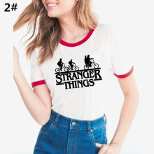 (Style B) Things Alphabet Stranger Round Neck Short Sleeved T Shirts Blouse Tops Fashion