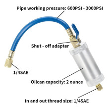 For R134A / R12 / R22 A/C Oil & Dye Injector Tool - A/C Refrigerant Oil Filler+ Quick Coupler + Right-Angle Adapter