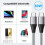 Καλώδιο φόρτισης USB C σε USB C 3A, πλεγμένο νάιλον 1 μ, γκρι, συμβατό με Samsung S26 S25 S24 S23 4