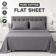 (King, Grey) 100% Egyptian Cotton Flat Sheet - Soft Hotel Quality Luxury Bed Sheet UK