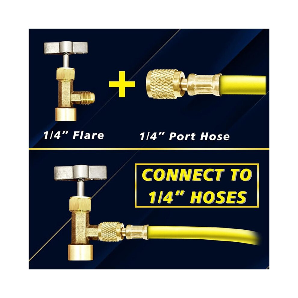 Us Standard-R134a Can Tap, Self-Sealing And Puncture Style Refrigerant Can Tap Valves With Refrigerant Tank Adapters 4712883950797