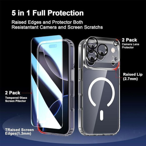 Θήκη Προστασίας για iPhone 17 Pro, Μαγνητική, Αντιστρoβική, με 2 Προστατευτικά Γυαλιά 1
