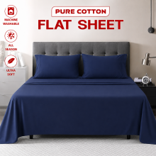 (King, Navy Blue) 100% Egyptian Cotton Flat Sheet - Soft Hotel Quality Luxury Bed Sheet UK