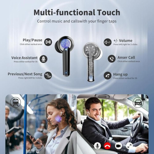 Ασύρματα ακουστικά Bluetooth 5.4 με ANC και ENC, στερεοφωνικά, αδιάβροχα IPX7, 35 ώρες αυτο 2