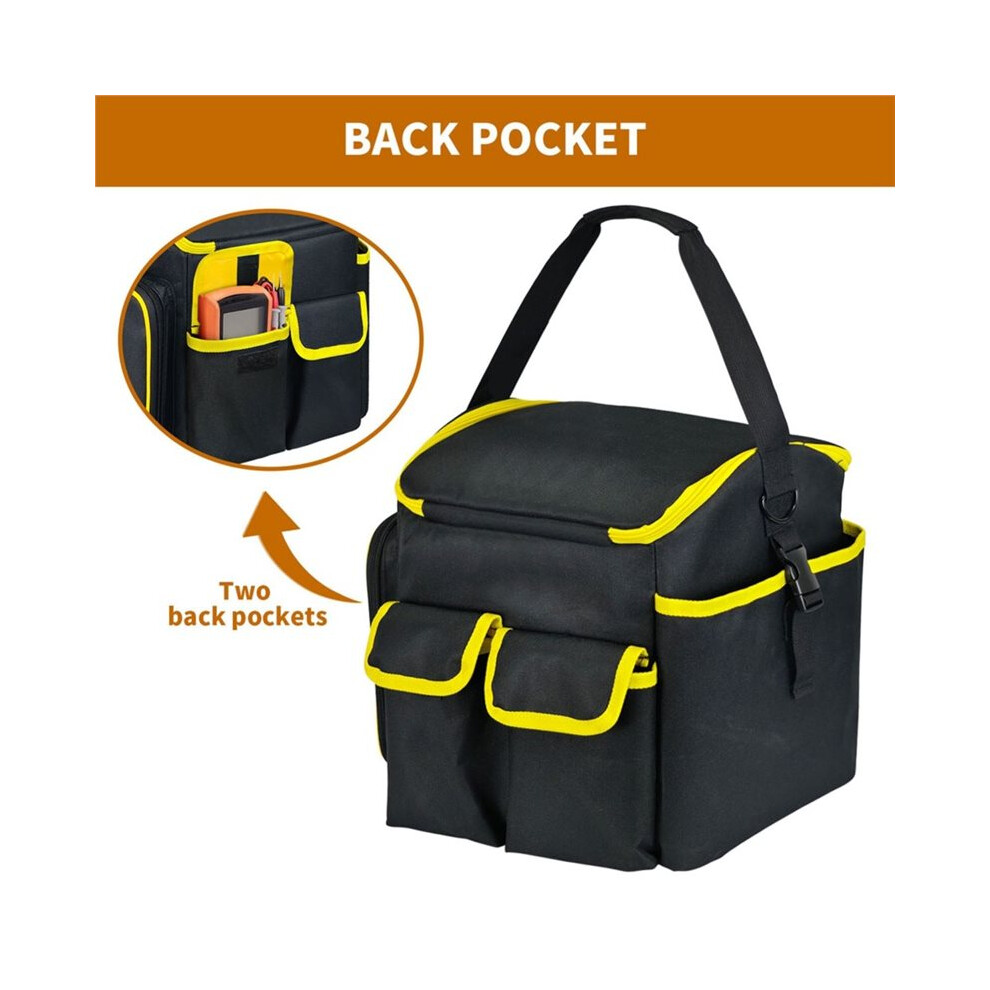 Tool Bag With A Detachable Divider And Shoulder Strap, Heavy Duty Tool Tote With Multiple Pockets 6033603402937