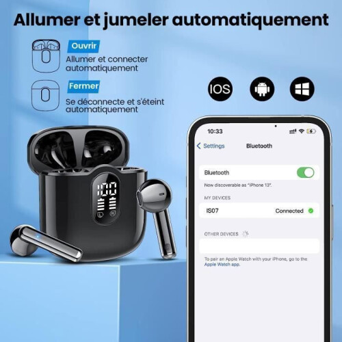 Ασύρματα ακουστικά Bluetooth 5.3 με στερεοφωνικό HiFi, μικρόφωνο, 40 ώρες αναπαραγωγής 2