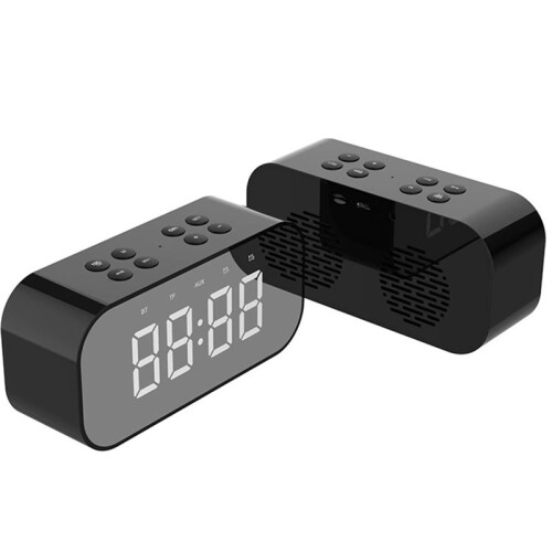 Alarm Clock with  Speaker Small Digital Clock for Heavy Sleepers Mirror LED Display 1