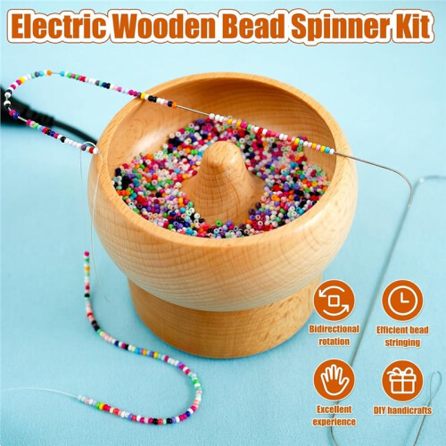 Electric Wooden Bead Spinner USB Powered Spin Beading Bowl Kit Adjustable Speed and Direction Spin Bead Loader 2