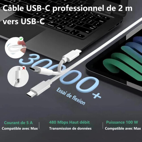 Φορτιστής USB-C 96W για φορητό υπολογιστή, συμβατό με MacBook Pro 16, 15, 14, 13 ιντσών, με κα 2