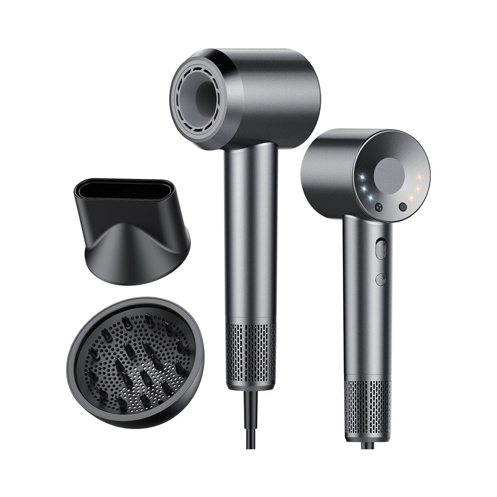 Stoyotu Gray (Gray) High-Speed Hairdryer 110,000 Rpm Ionic Hair Dryer With 3 Speed 3 Heat Settingï¼Hairdryers With Diffuser And Concentrator Nozzle