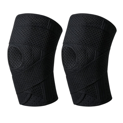 Adjustable Knee Brace with Side Stabilizers Patella-Black XXL