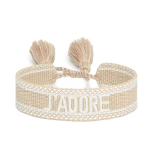 Besticktes Armband aus Polyester, verstellbar, Quaste, 1 Stück Beige