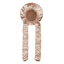 Bonnet de Nuit en Satin à Boucles Sans Chaleur, Bonnet de Sommeil Antidérapant avec Longs Rubans à Boucler pour Tresses et Cheveux Longs