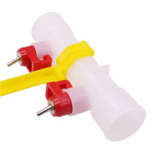 10 Pcs 360 Nipple Water Dispenser for Chicken House with 25mm Pipe Diameter ABS Poultry Double Bowl with Water Cup