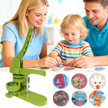 Button Maker Machine 32mm (3rd Gen) Installation-Free DIY Pin Badge Press with 100 Button Parts & Cutter