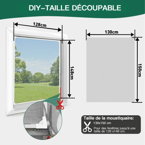 Adjustable Magnetic Window Mosquito Net 130 x 150 cm White Frame for Easy Installation and Use 1
