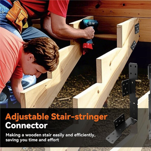 Black Stair Stringer Hanger Bracket,Adjustable Stair Stringer Hanger,Deck Stair Brackets,Tair Stringer Connector Great 1