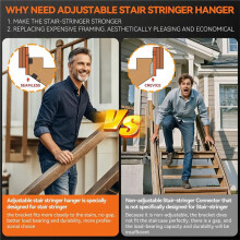 Black Stair Stringer Hanger Bracket,Adjustable Stair Stringer Hanger,Deck Stair Brackets,Tair Stringer Connector Great