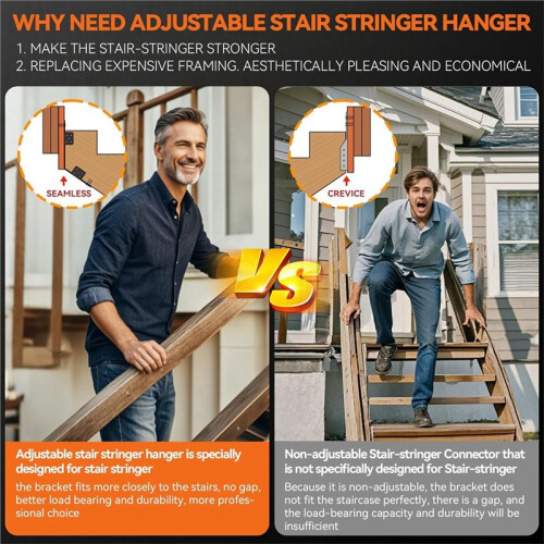 Black Stair Stringer Hanger Bracket,Adjustable Stair Stringer Hanger,Deck Stair Brackets,Tair Stringer Connector Great