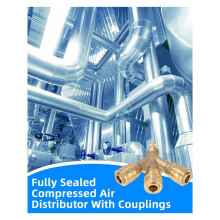 Compressed Air Distributor Triple with Couplings, NW 7.2 1/4AG Air Hose Quick Coupler Distributor