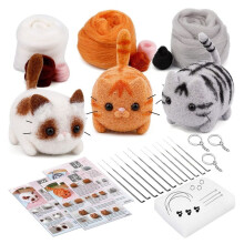 Needle Felting Kits,Needle Felting Kit with Instructions,Needle Felting Pad,Felting Wool,Felting Needles,Keychain