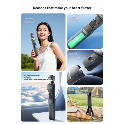 5000mAh Battery Handle for  Osmo Pocket 3 NTC Real- Temperature Control 22.5W PD  Fast Charging 1