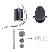 Metal Transmission Gearbox with 370 Motor & Steel Gear for WPL D12 D42 1/10 RC Car Upgrade Parts Accessories, Black