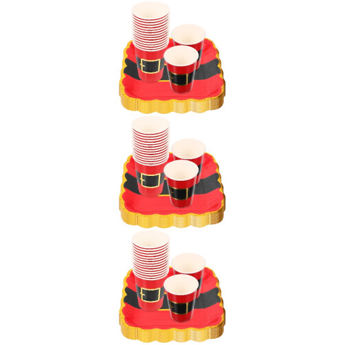 3Ensembles Assiettes Papier Rouge Pour De Noël 1