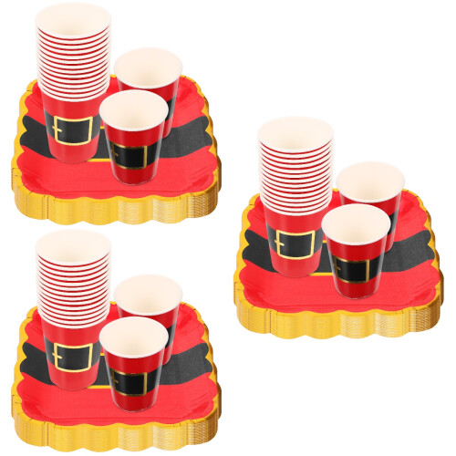 3Ensembles Assiettes Papier Rouge Pour De Noël 2