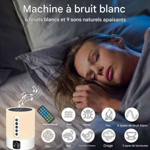 Bluetooth Speaker Hifi Bluetooth 5.0 with LED Night Light, Digital Alarm Clock and White Noise Machine 1