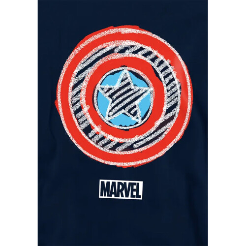 Captain America (5-6 Years, Navy) Captain America Childrens/Kids Shield Chalk Board Pull Over Hoodie 2